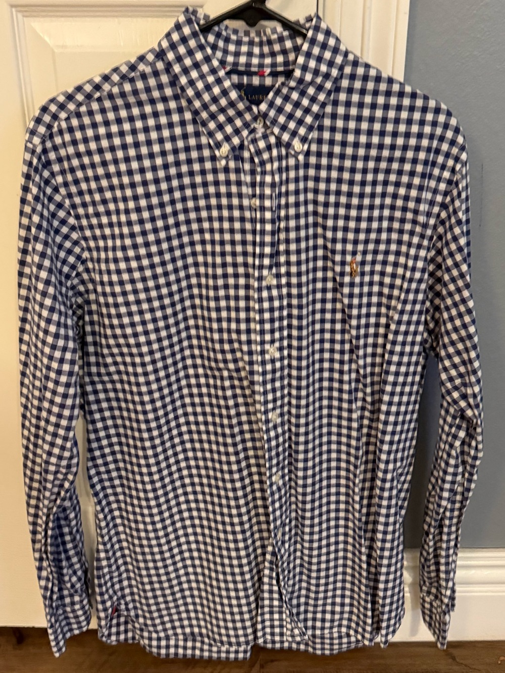 Ralph Lauren Navy and White Gingham Button-Down Shirt